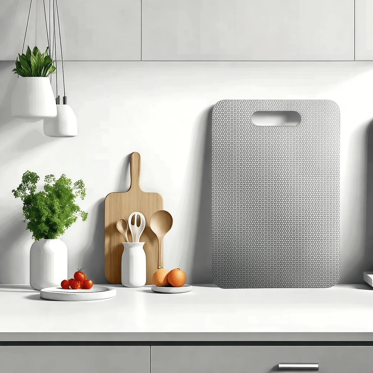 Anti-Slip Stainless Steel Kitchen Chopping Board With 5 Sizes To Choose From, Antibacterial And Deodorizing, Easy To Clean, Various Sizes Suitable Cutting Fruits, Vegetables, Meat And Bread, Chopping Board, Kitchen Supplies