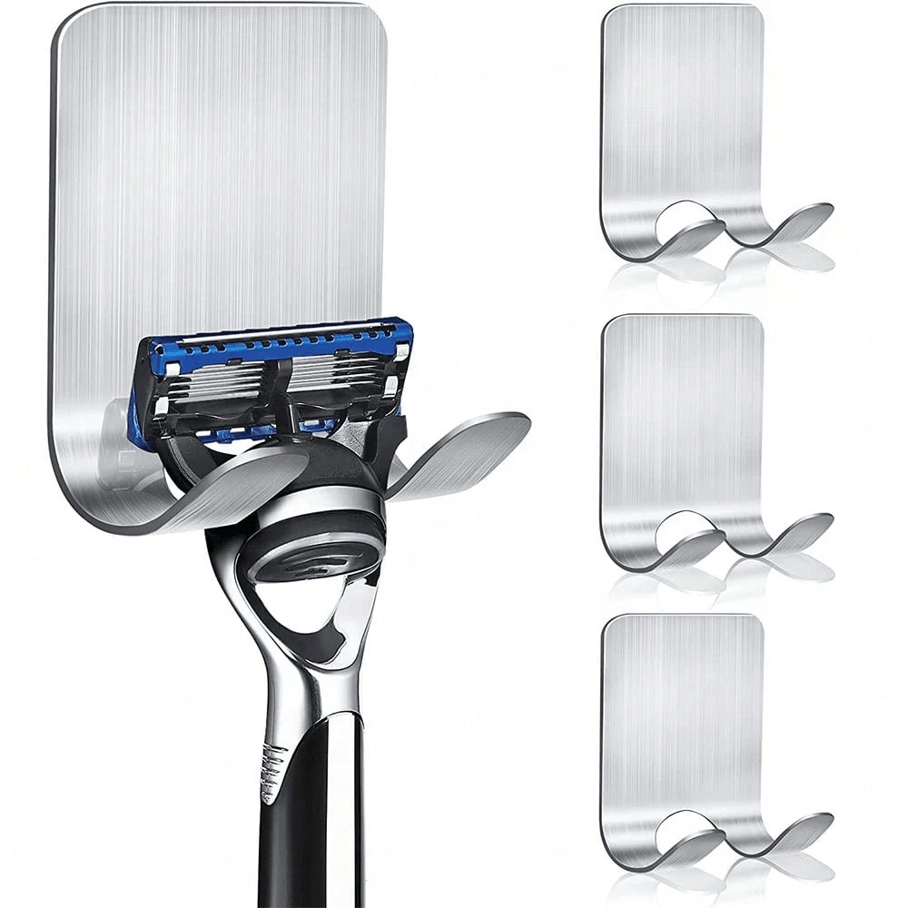 2pcs/4pcs,Manual Razor Rack Bathroom Wall Hanging Old-Fashioned Razor Holder Hook Storage Bracket Free Of Holes