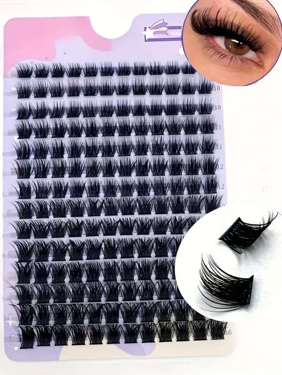 168 pestañas agrupadas con rizo tipo D de 0,07 mm y entre 9-16 mm de longitud, pestañas rusas 3D que imitan el pelo de visón, naturales y cómodas, esponjosas y encantadoras para maquillaje de ojos en casa