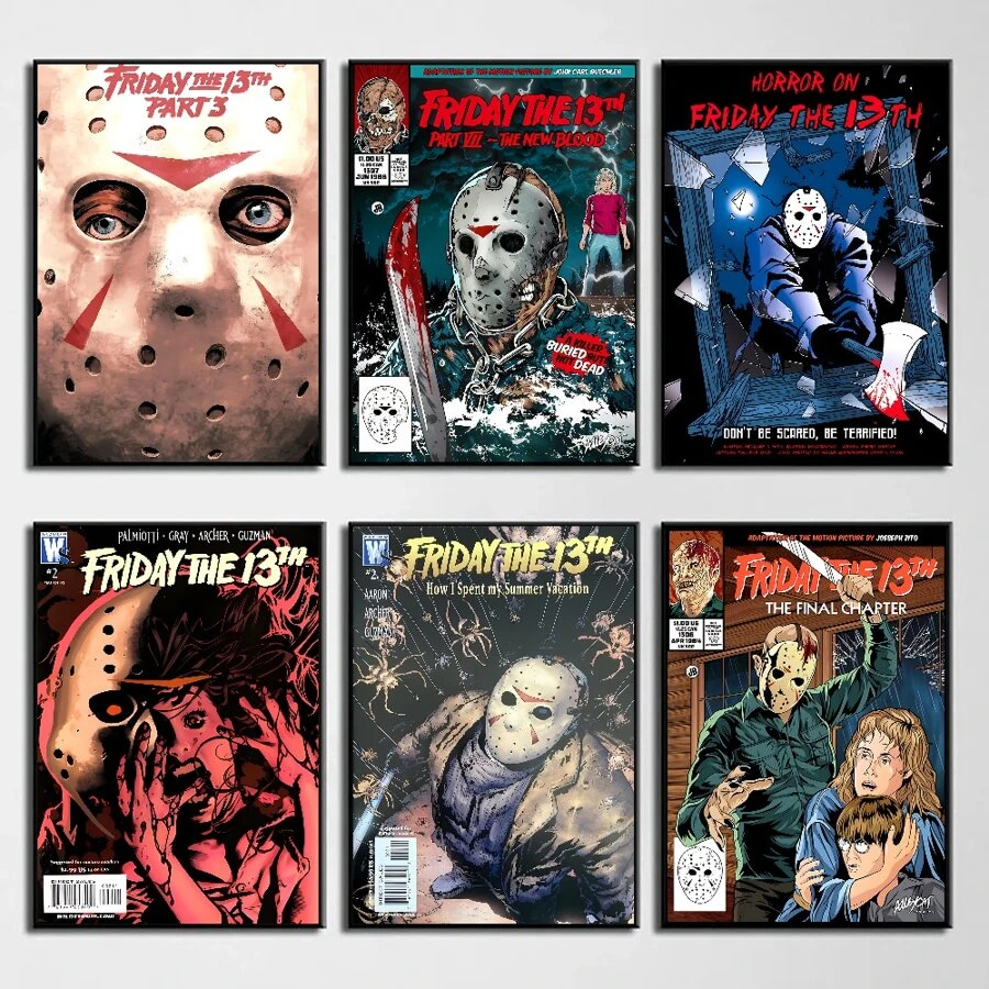 WB 1/10PCS Friday The 13th Horror Films Poster Wall Art Home Decor Room Decor Digital Painting Living Room Restaurant Kitchen Art - Frameless