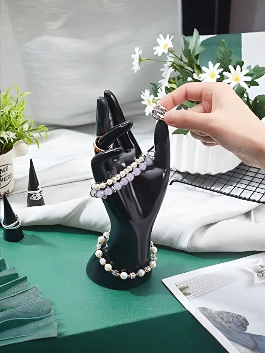 Black Hand Jewelry Holder Stand - Gothic Hand Sculpture Decor For Vanity/Bedroom, Boho Home Accessories