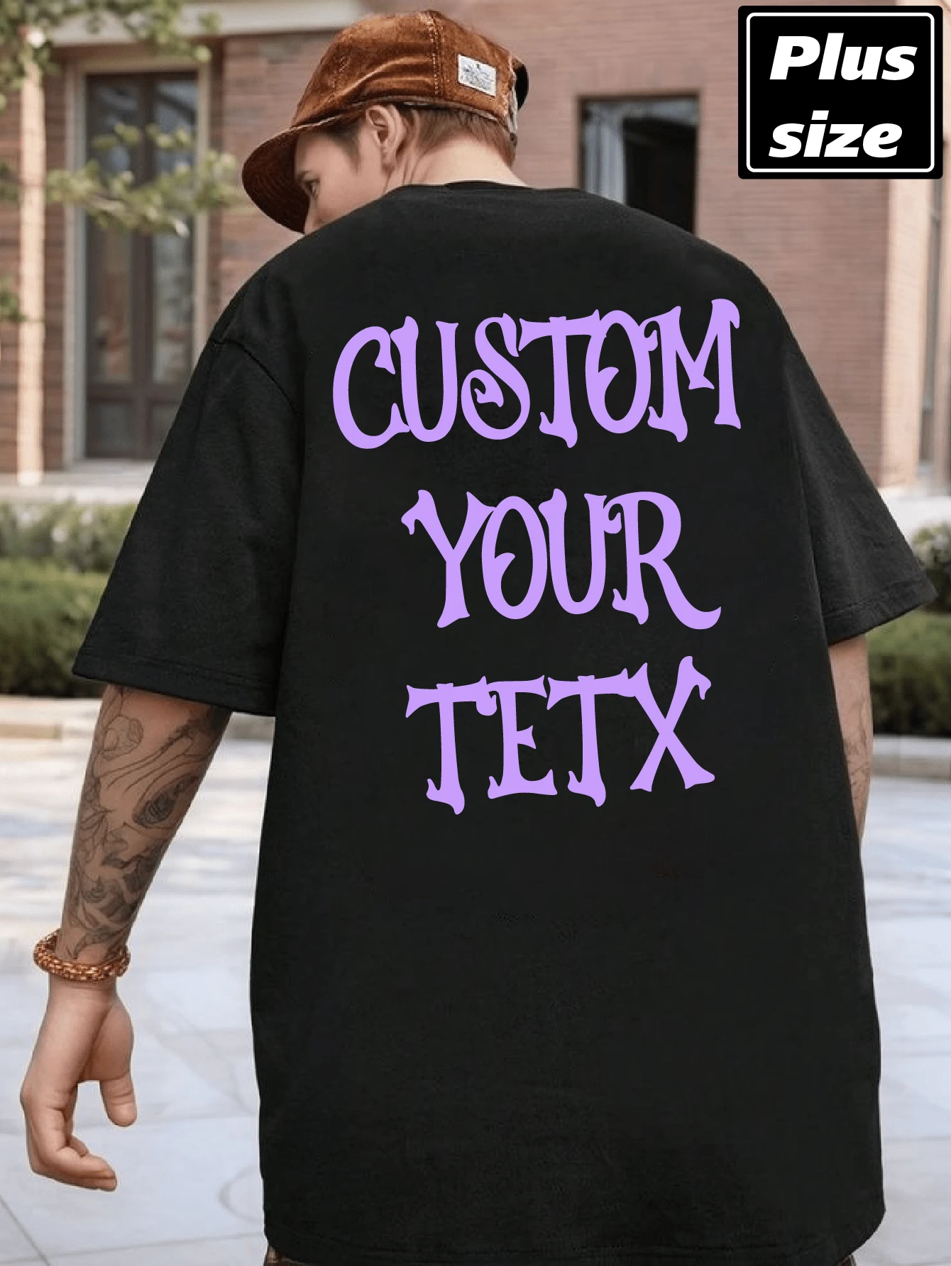 Customized Text Men Plus Size T-Shirt, Personalized Graphic Design, Custom Large Size Men's Wear, Plus Size Loose Summer T-Shirt Customization, Upload Your Text/Birthday Wishes/Quotes, Friend/Selfie/Family/Logo/Pet Photo Customization, Holiday/Father's Day/Valentine's Day Customized, Team/Outdoor Customized, Personalized Graphic Round Neck Plus Size Loose Men's Short Sleeve T-Shirt
