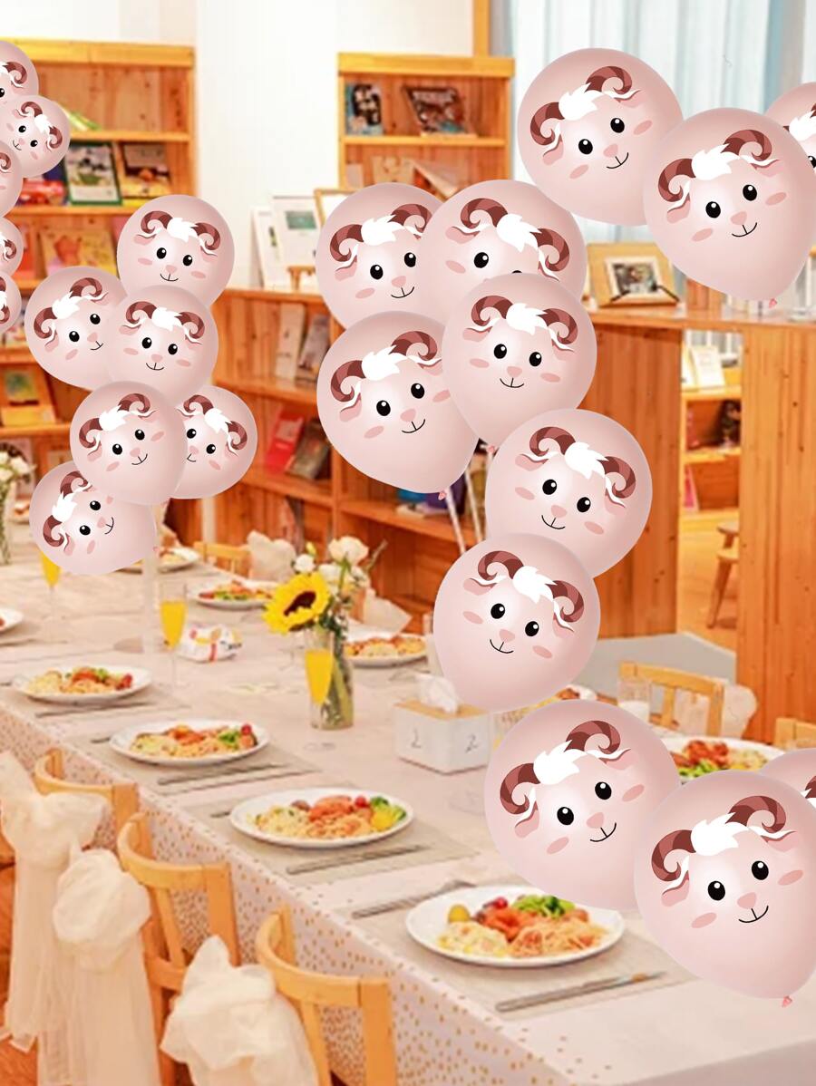 20 piezas de globos decorativos con diseños de ovejas retro impresas para fiestas, cumpleaños y decoración de escenas temáticas