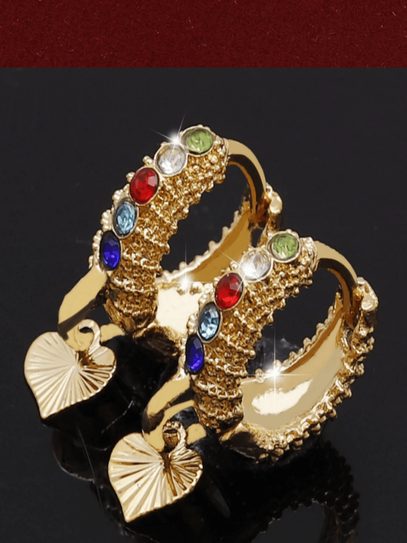1 Pair Delicate Heart Shaped Earrings With Diamonds, Luxurious & Elegant Hoop Earrings