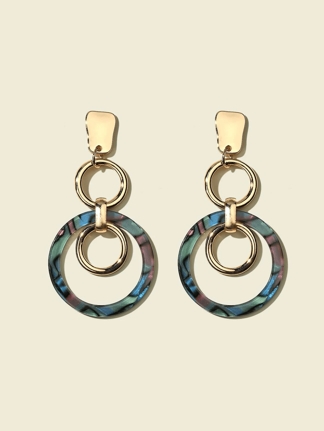 1 Pair New European & American Style Fashion Versatile Metal Hoop Acrylic Earrings, Suitable For Ladies Daily Wear, Party And Gift