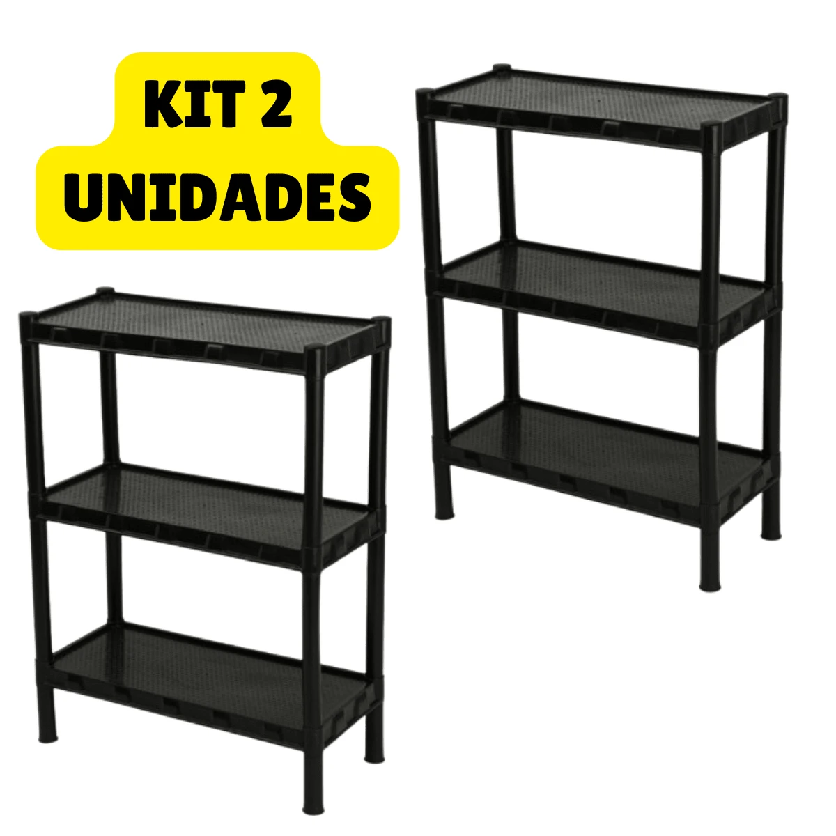 Kit 2 Prateleiras Estantes Modular Multiuso 3 Andares Organizadoras Lavanderia Quarto Cozinha