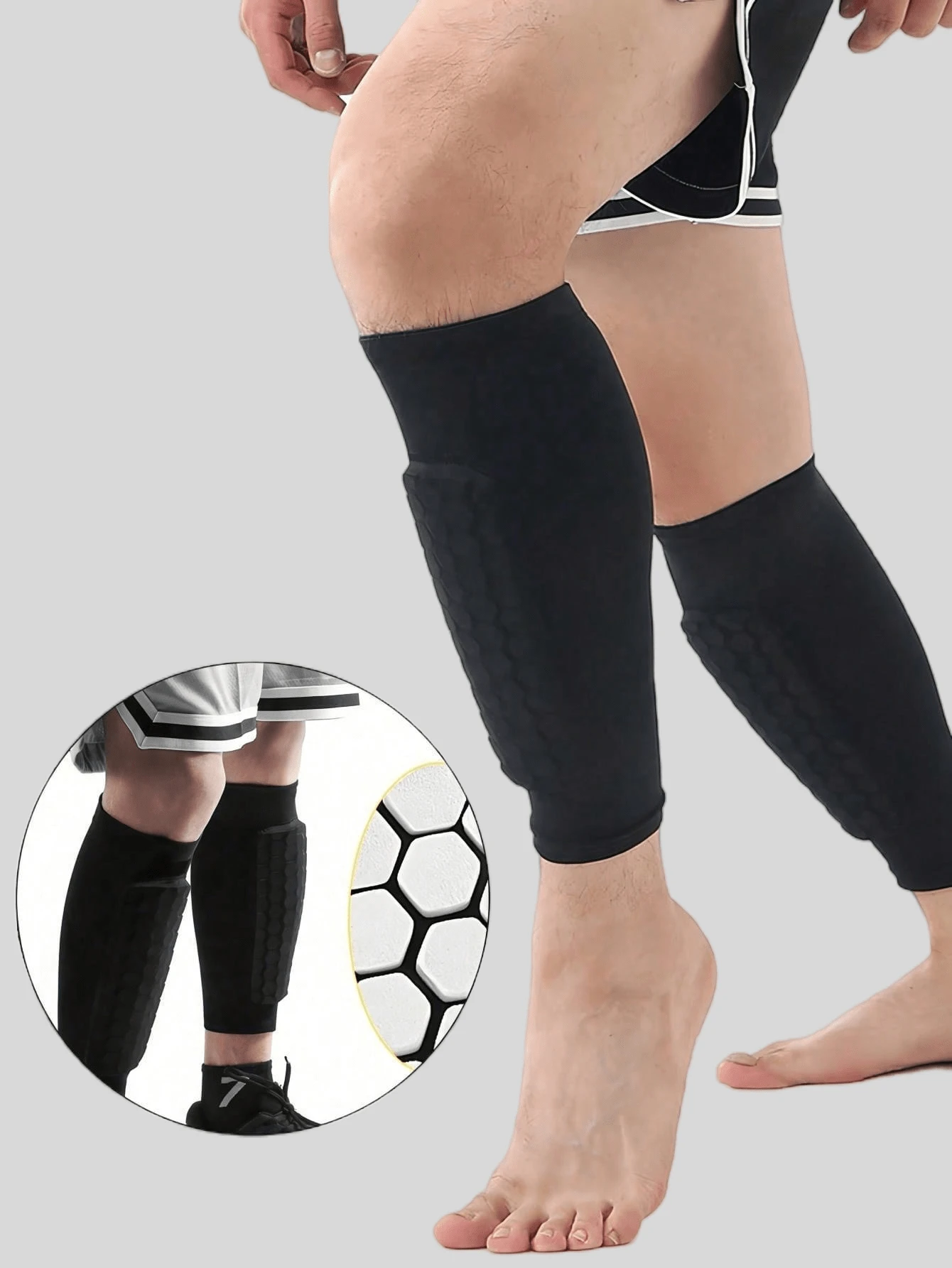 1 pièce, protection du mollet d'été 2025, chaussettes de soutien amortissant les chocs en nid d'abeille, protège-jambes, équipement de football, équipement de protection de football, protège-jambes de sport, port quotidien