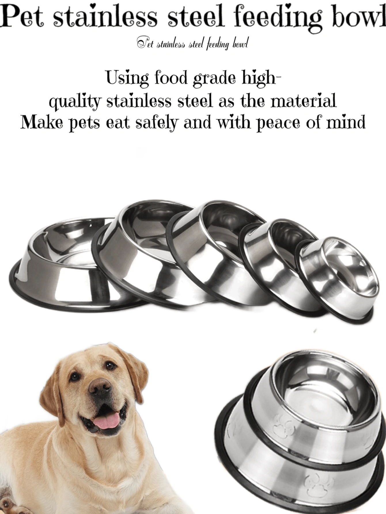 1pc Pet Stainless Steel Food Bowl, Anti-Spill & Anti-Skid Silver Stainless Steel Dog Bowl, Easy-Clean Cat Feeding Bowls, Multiple Styles And Sizes Available (Diameter: 15cm, 18cm, 22cm), Pet Feeding Supplies