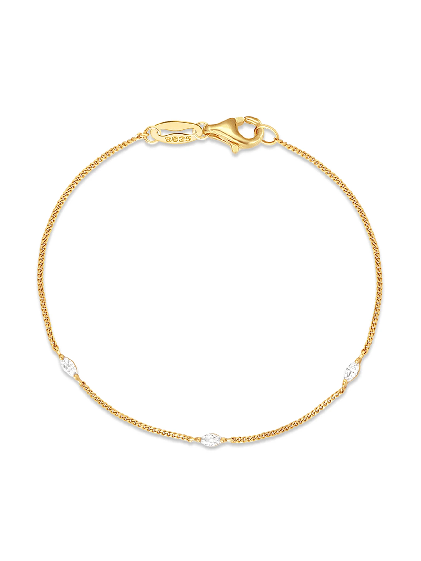 Pulsera minimalista de cadena de plata de ley 925 con circonia cúbica, de estilo casual y elegante, para uso diario de mujeres