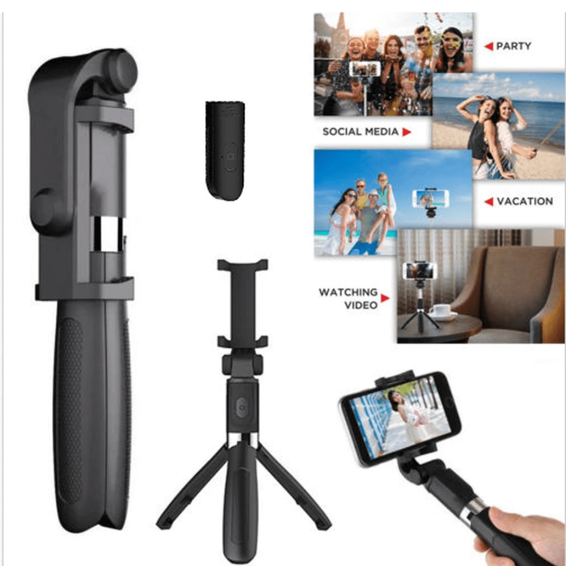 Selfie Stick & Stativ Kopf für Sommerurlaub, Reisen, Outdoor-Aktivitäten, Live-Streaming Selfie Stick, Stativ Ständer