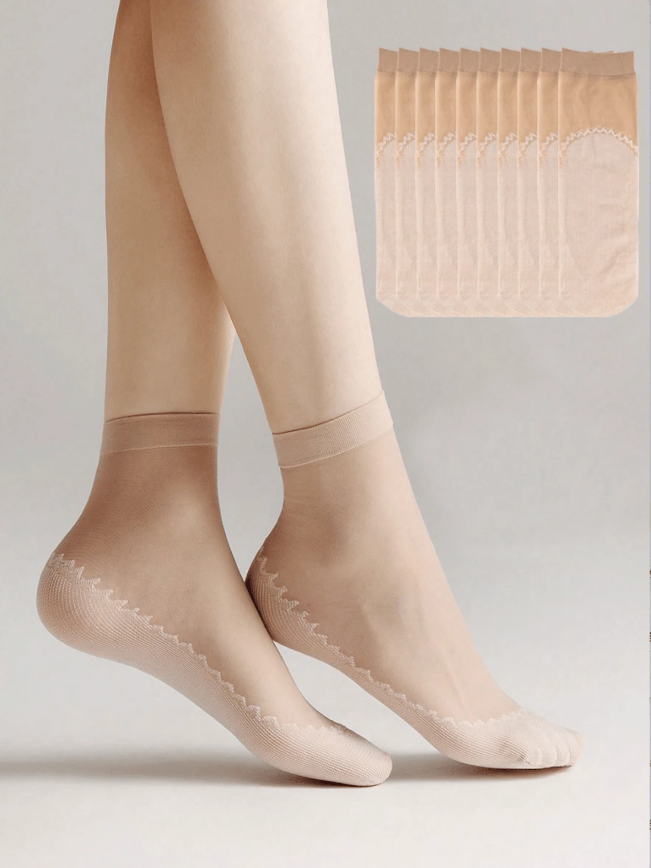 10 pares de calcetines cortos de algodón para mujer, antideslizantes, transparentes, duraderos y finos, a prueba de enganches