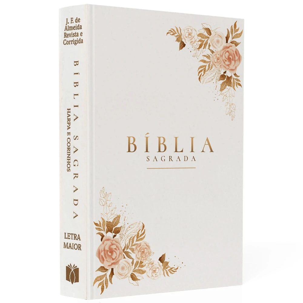 Bíblia Sagrada Flores | ARC | Letra Maior | Harpa e Corinhos | Capa Dura