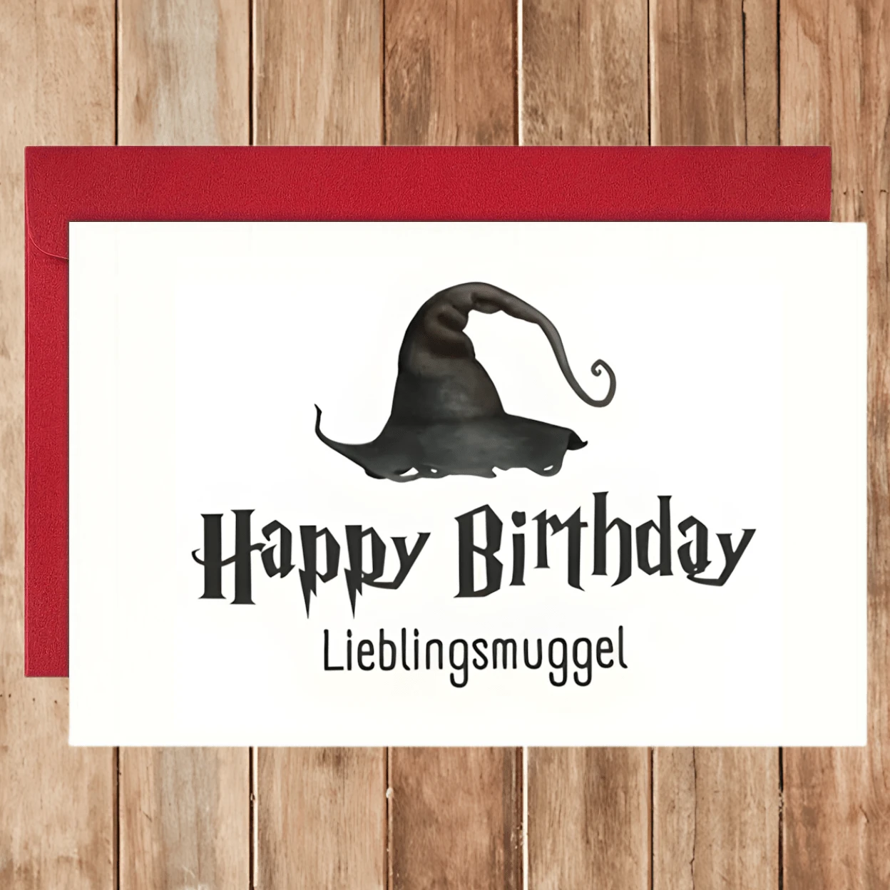 1pc Happy Birthday Greeting Card With Witch Hat Design For Fans Of Magic And Wizardry - Universal Birthday Wish For All Ages - "Lieblingsmuggel" Celebration Card School Supplies, Back To School