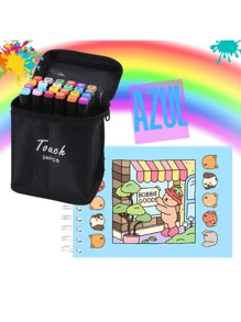 Livro azul + caneta 36 cores