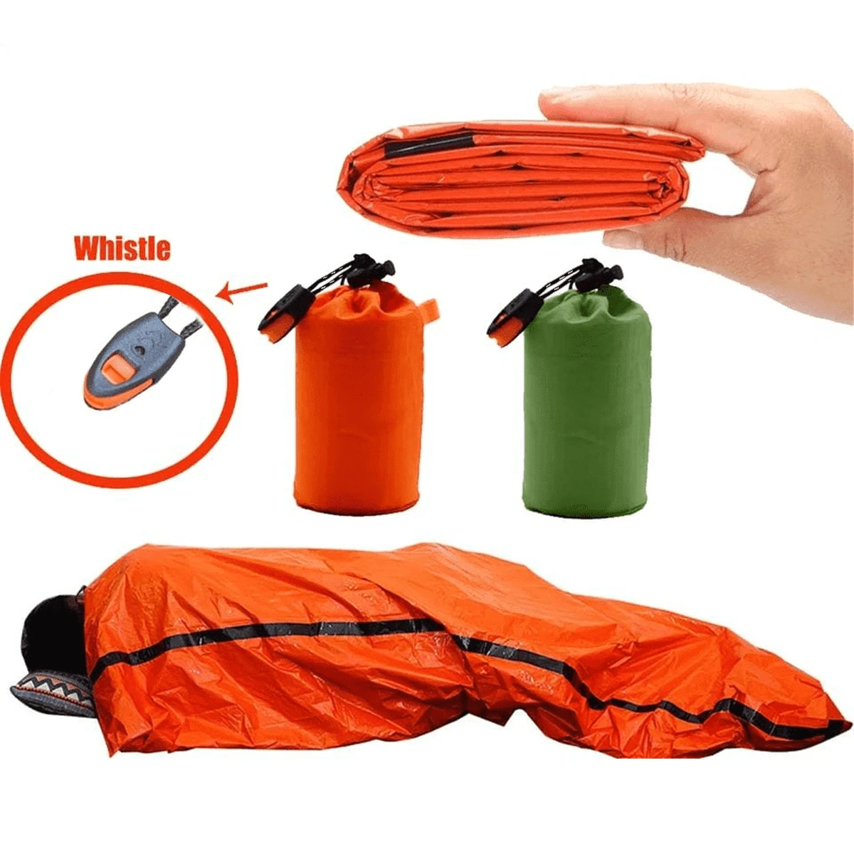 Sleeping Bag, Portable Blanket Thermal Bivy Sack, Lightweight Survival Gear For Camping Hiking Outdoor Adventure