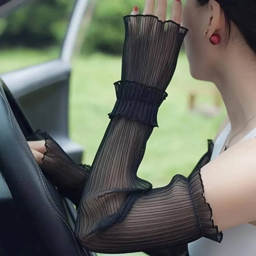 1 Pair Lace Sun Protection Arm Sleeve, Breathable For Outdoor Driving Cycling, Summer