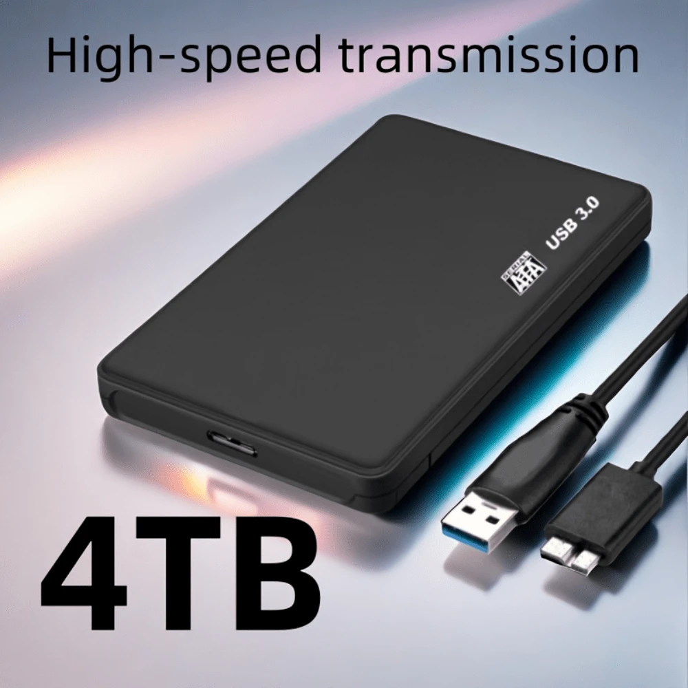 4TB Portable External Hard Disk HDD, 4TB Large Capacity USB Portable Hard Disk HDD, Suitable For All Types Of Notebook Office, Students, Professionals, Support Game Console File/ Video/ Music Storage Expansion Backup