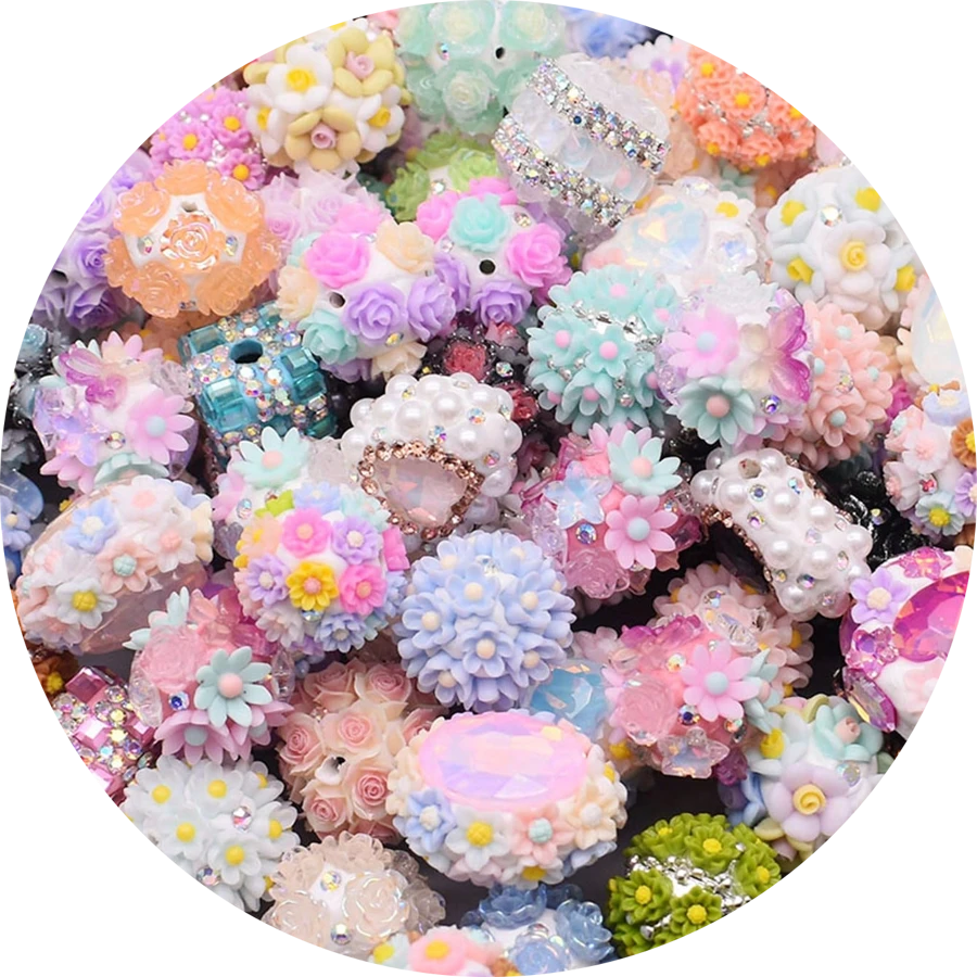 5 pezzi di perle in resina acrilica a forma di fiore di colore casuale per realizzare catene per telefono, accessori per la creazione di gioielli fai-da-te, con resistenza elevata
