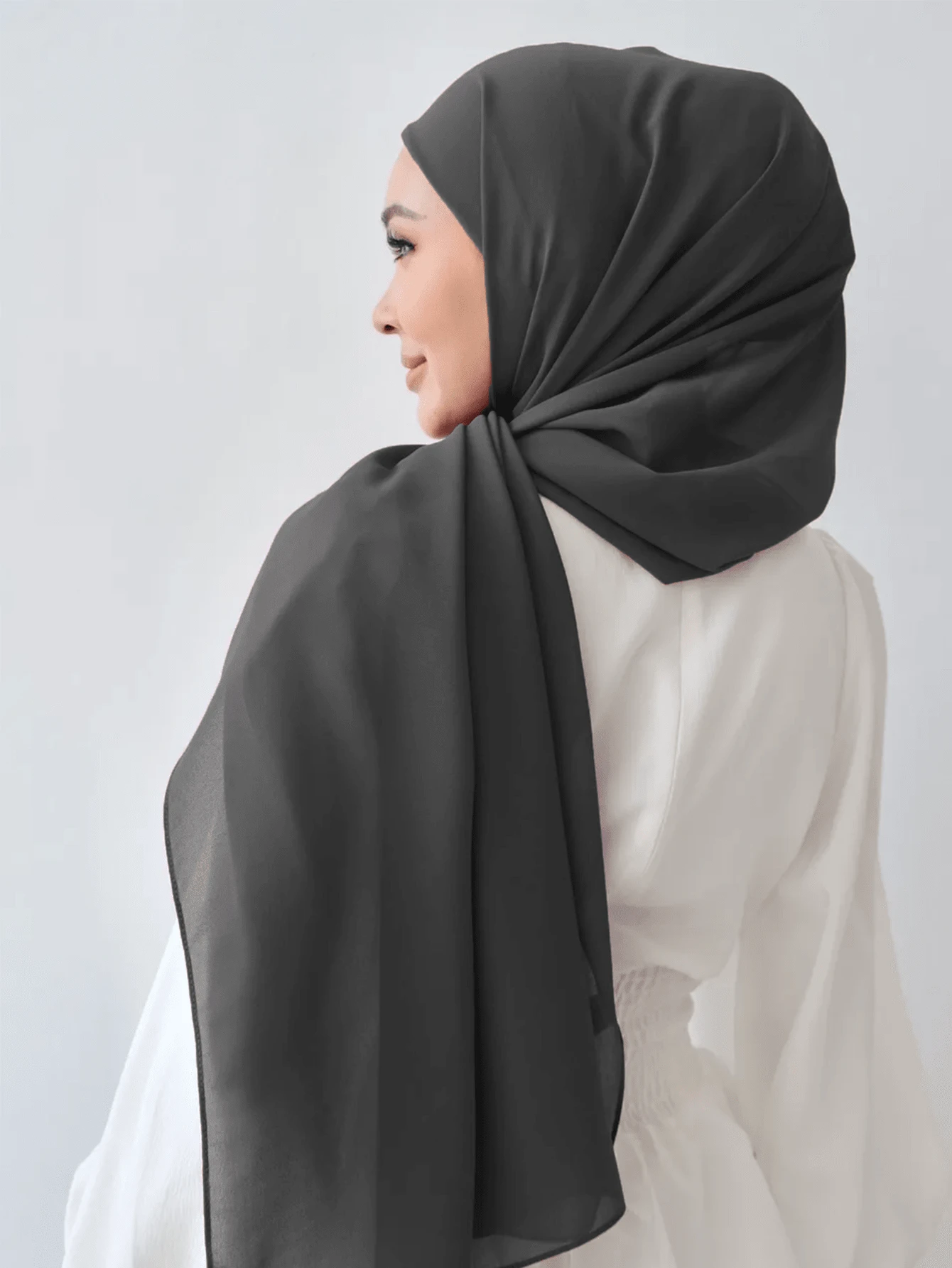 1 pièce Foulard/écharpe de tête en mousseline de soie de couleur unie pour femmes, pour un port décontracté quotidien