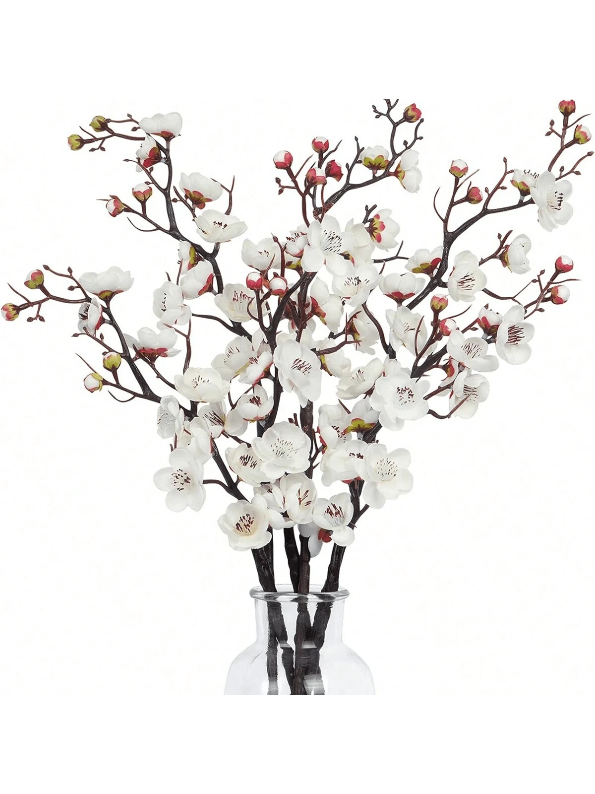 1PC/3PCS Artificial Flowers Fake Plum Blossom Silk Wedding Vase For Home Decoration Ornament Holiday Party Valentine's Day New Years Gifts Artificial Plant