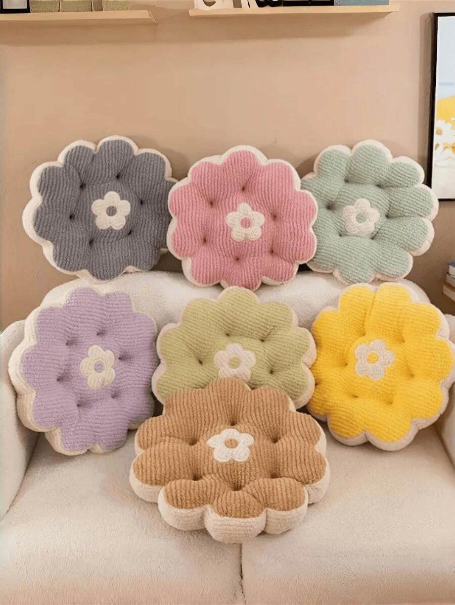 Flower Pattern Thickened Cushion, Fresh 5-Petal Floral Home Decor Soft Sofa Backrest Pillow For Bedroom, Suitable As Valentine's Day Gift
