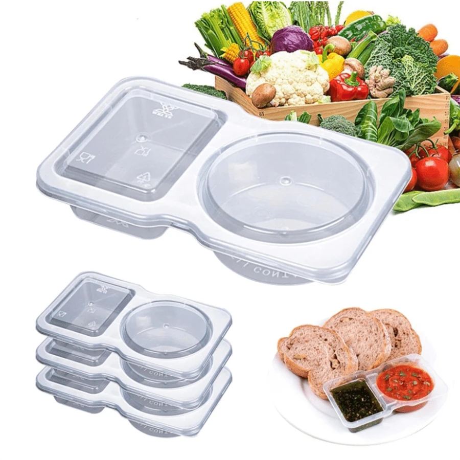 Caixa de Temperos com Compartimento Duplo, 10/20 Conjuntos, com Tampa, Pode Segurar Copos para Jantar, Adequado para Piqueniques ao Ar Livre, Camping para Segurar Molhos e Lanches, Pequeno e Fácil de Carregar, Imprescindível na Cozinha