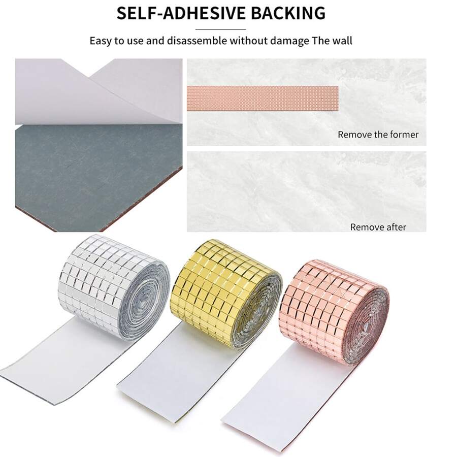 1pc 4"X100" Mosaic Mirror Sheet, 1600pcs Self-Adhesive Glass Wall Sticker, DIY Creative Checkered Mirror Decor For Living Room Background Wall