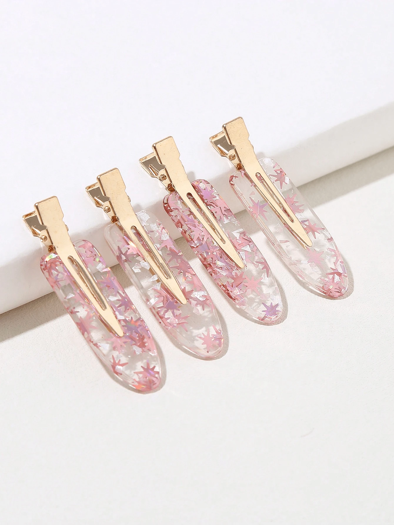 4 - Piece Set Of Acetate Seamless Hair Clips: High - Aesthetic INS - Style, Luxurious French - Inspired Seamless Hair Clips For Women - Ideal For Side Bangs, Forehead Styling & Makeup ,Hair Clips,Hair Accessories Claw Clips Hair Claws Hair Barrettes, School Stuff