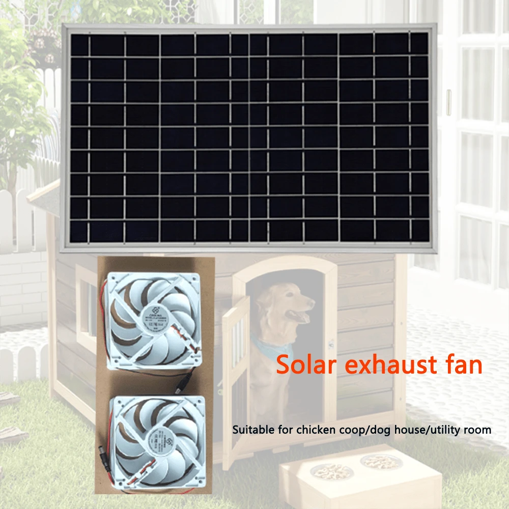 6.5W/10W Solar Panel Exhaust Fan Mini Ventilator Portable Solar Panel Powered Fan Air Extractor For Dog Chicken Pet House RV Greenhouse Fan Solar Panel Charging