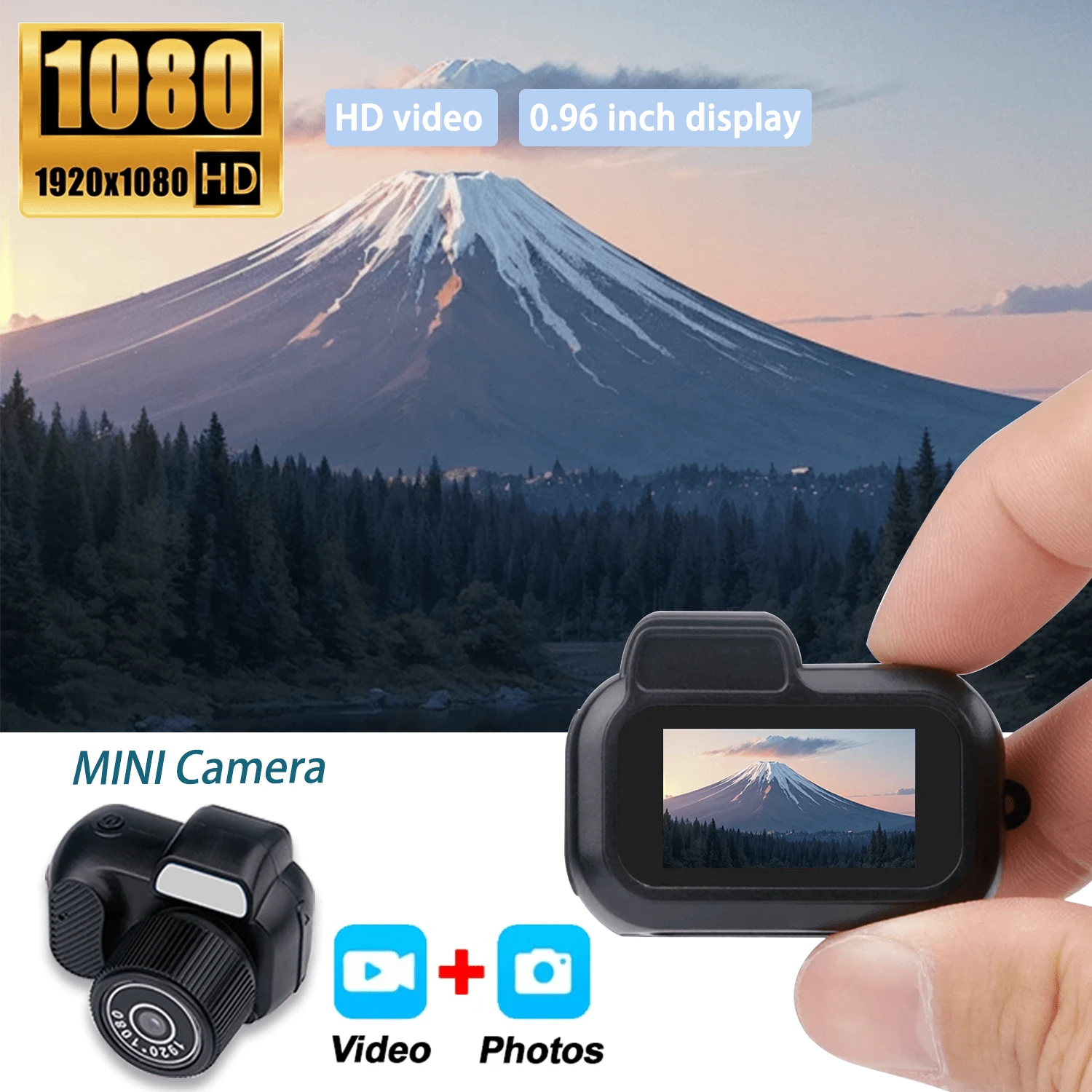 Mini fotocamera con schermo da 0,96 pollici, per interni ed esterni, registratore video portatile vintage 1080P, supporto scheda SD/TF