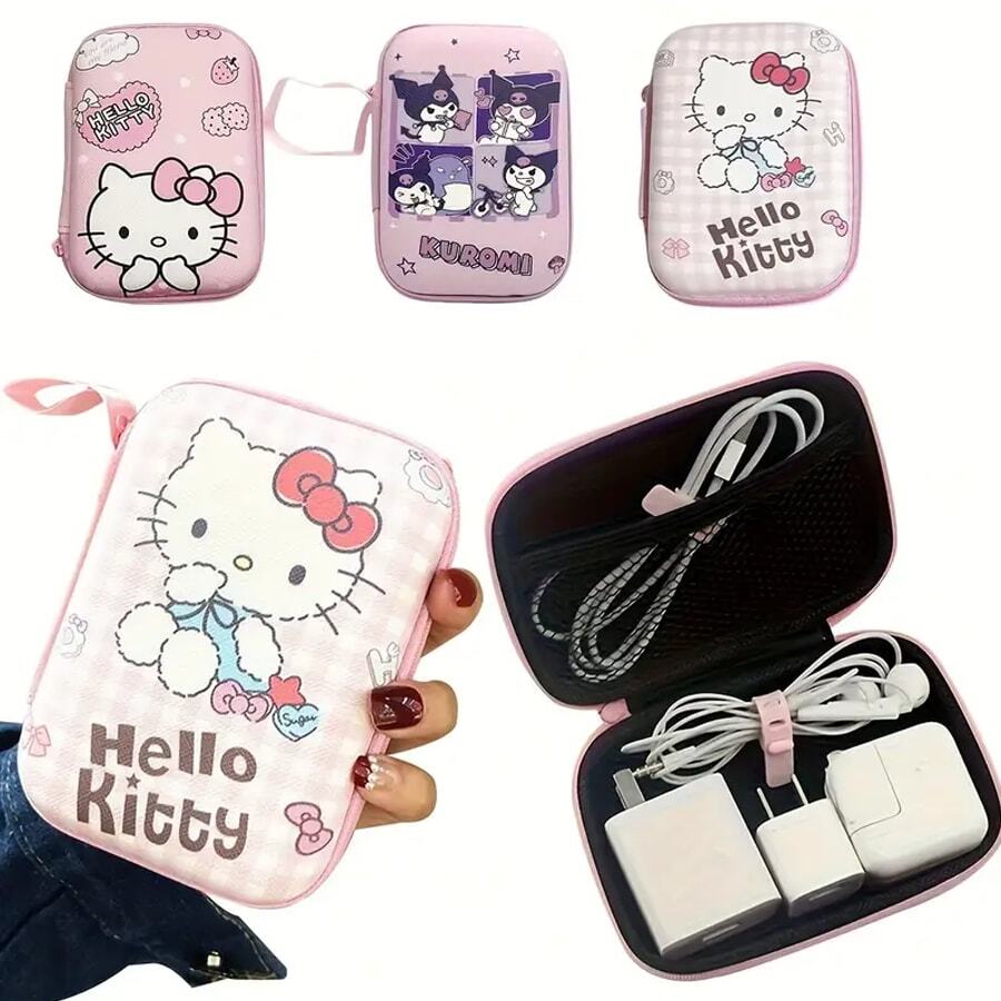 Sanrio 1 Hello Kitty Reißverschluss Tasche, geeignet zum Aufbewahren von Datenkabeln und tragbarem elektronischem Zubehör, stoßfest, druckfest und langanhaltend.