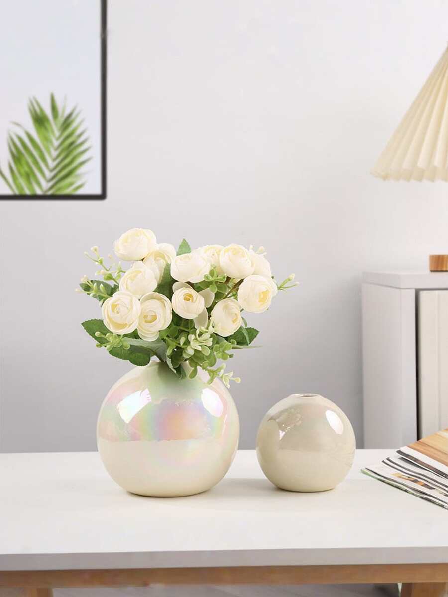 Pearl Colored Colorful Ball Ceramic Vase Home Decoration Ornaments Crafts Flower Pot Art Hydroponic Vases Home Decoration Ornament Gift