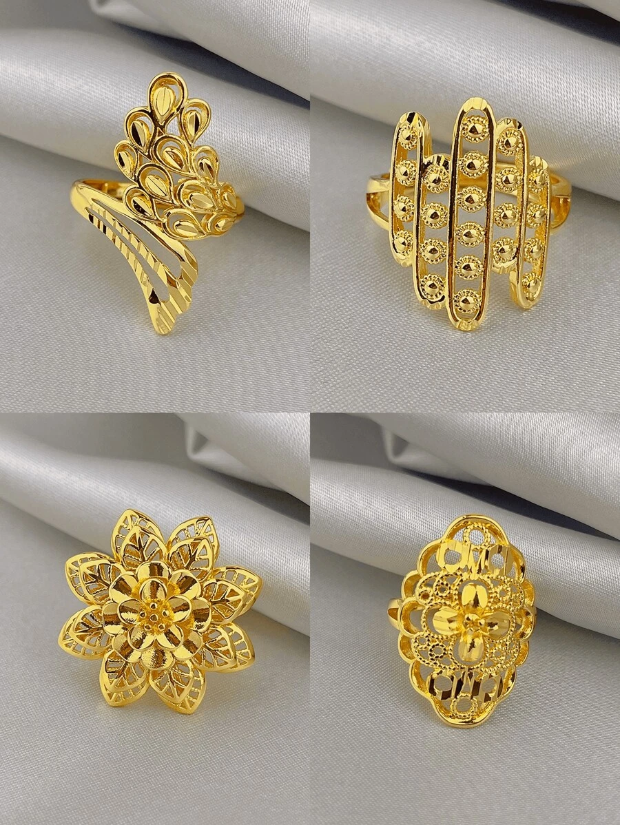 Geometryczny Filigranowy Pierścień 18K Złocony Biżuteria Damska Inspirowana Art Nouveau Codzienne Pierścienie Do Układania
