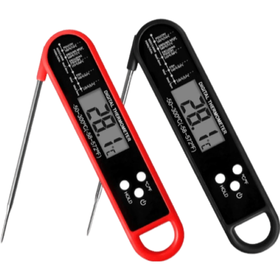 Folding Probe Digital Food Thermometer, Kitchen Smart Electronic Temperature Gauge For Cooking, Meat, BBQ, 304 Stainless Steel, Temp Range -50~300°C, Accuracy ±0.8°C, Response Time 2-3s, Uses CR2032 Battery