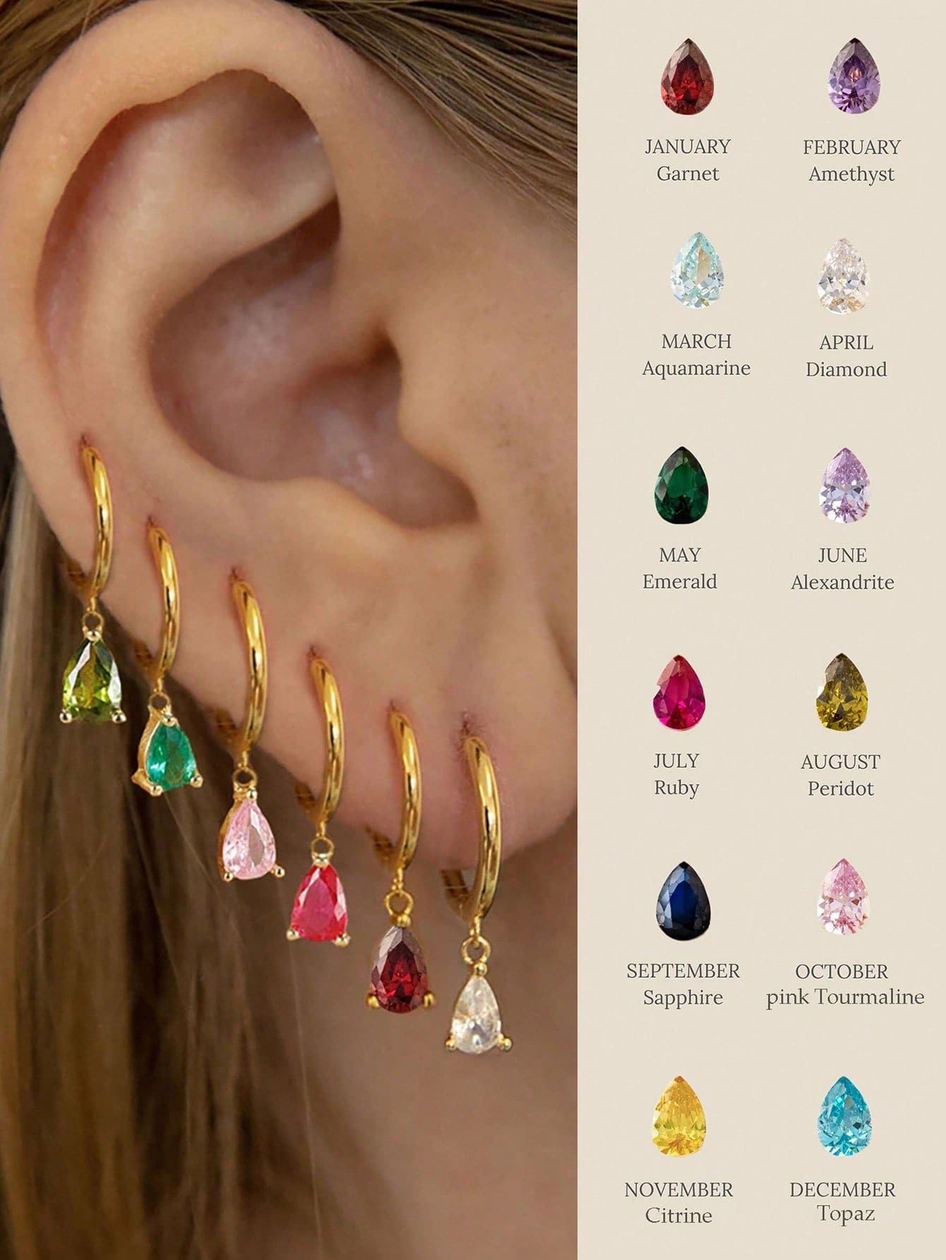 1pc Water Droplet Birthstone Drop Earrings For Women S925 Sterling Silver 12 Month Personalized Earrings Fine Jewelry Birthday Gift