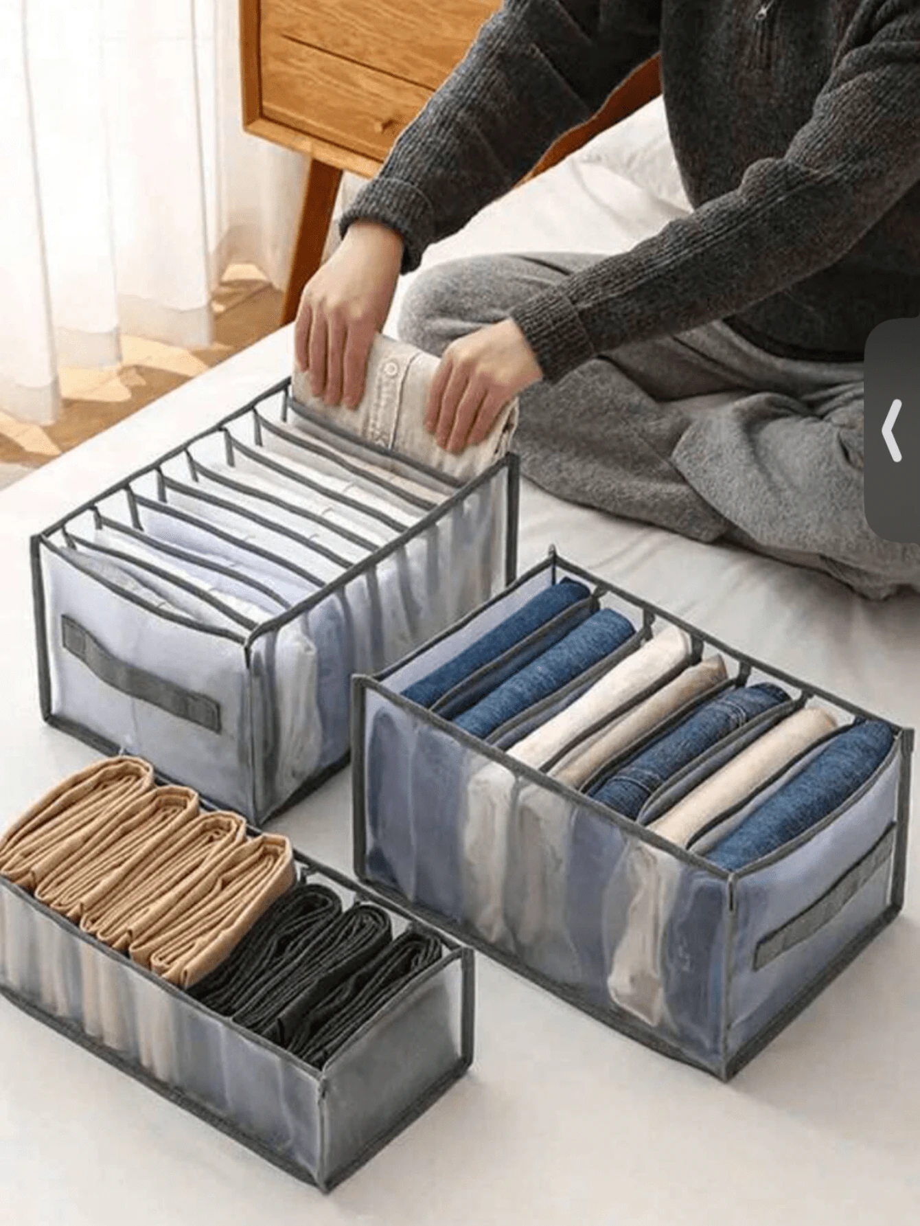 1pc Foldable Storage Bag For Clothes, Underwear, Jeans, Shirts, Closet Organizer Box With Compartment, Grid Design, Home And Bedroom Use Decorations Decor Festival Decor Room Decor Home Decor Bed Room Decor Bedroom, Organizer, Home Storage, White T Shirt Women, Black Pants Women, Ladies Winter Clothes, Dress,