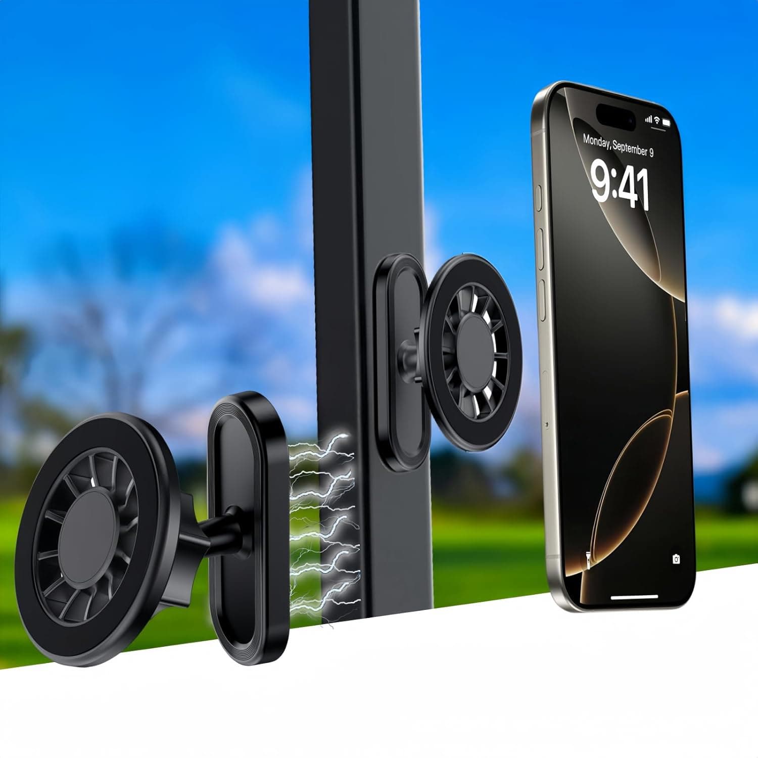 1pc Gym Car Magnetic Phone Holder, 360 Degree Adjustable Portable Phone Holder, Fitness Equipment Accessories, Carbon Texture, Diamond Mesh, Double Magnets, Clip-On, Silicone Base, 17mm Ball Head, Lazy Holder, Outdoor Photography Support Stand, Suitable For Indoor Outdoor Home Gym Car Kitchen Bathroom Phone Holder, Sport, Gym, Home Exercise, Sport Accessories, Gym Accessories, CrossFit Accessories