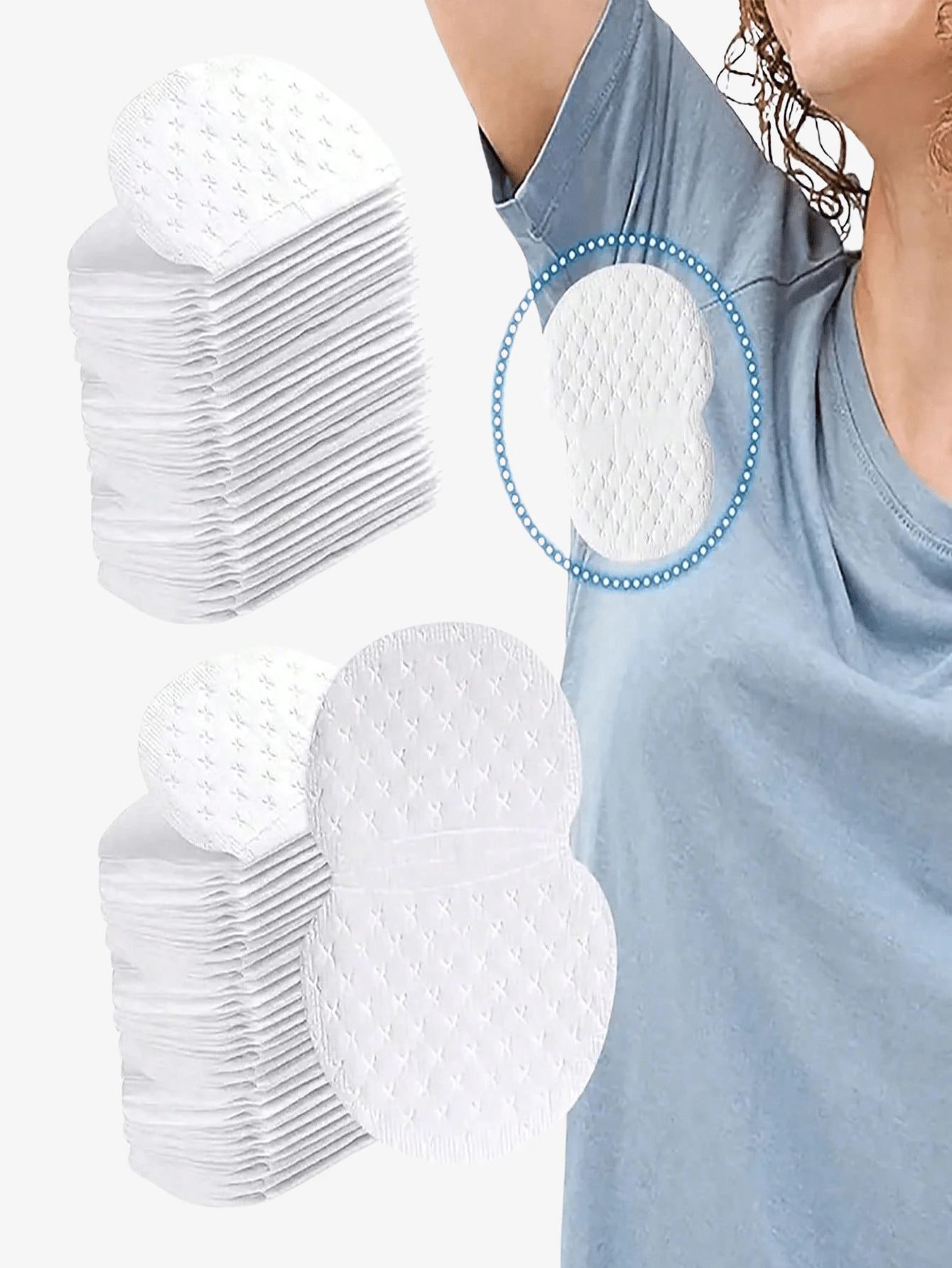 100/10 piezas de almohadillas absorbentes de sudor axilar para mujeres en verano, almohadillas axilares portátiles extra finas, parches anti-sudor para deportes de verano, eliminan el olor corporal