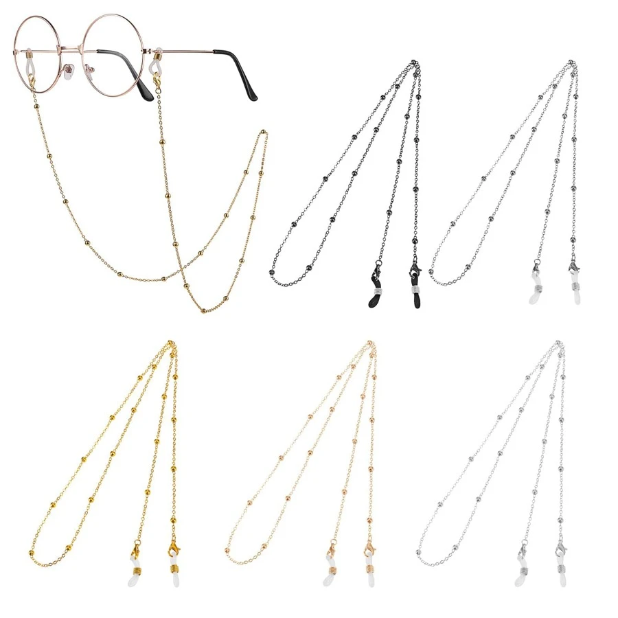 Metal Beaded Eyeglass Holders Around Neck Eyeglass Chain For Women Stylish Beaded Glasses Lanyard For Men Women Mask Chain Glasses Neck Strap Vintage Reading Glasses Chain With Eyeglass Loop