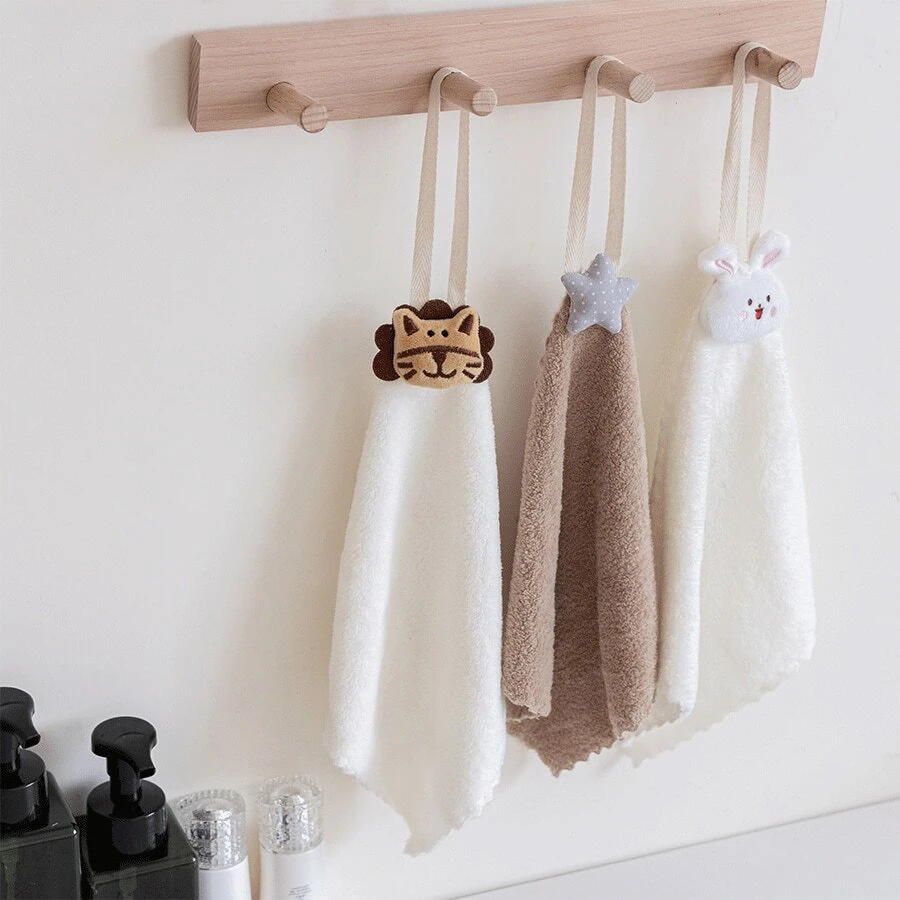 1 pièce Serviette imprimée avec motif d'animal de la forêt mignon, serviette carrée en polaire douce, chiffon de nettoyage absorbant polyvalent pour la décoration de la salle de bain et de la cuisine, été
