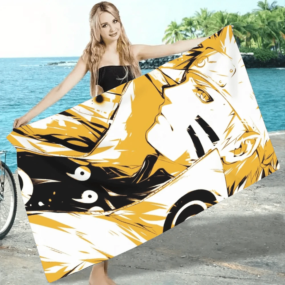 bandai A Bandai Cartoon Beach Towel Made From Water-Absorbent Polyester Material, Soft And Comfortable, Machine Washable, Suitable For Yoga, Travel, Swimming, Fitness, And Camping.