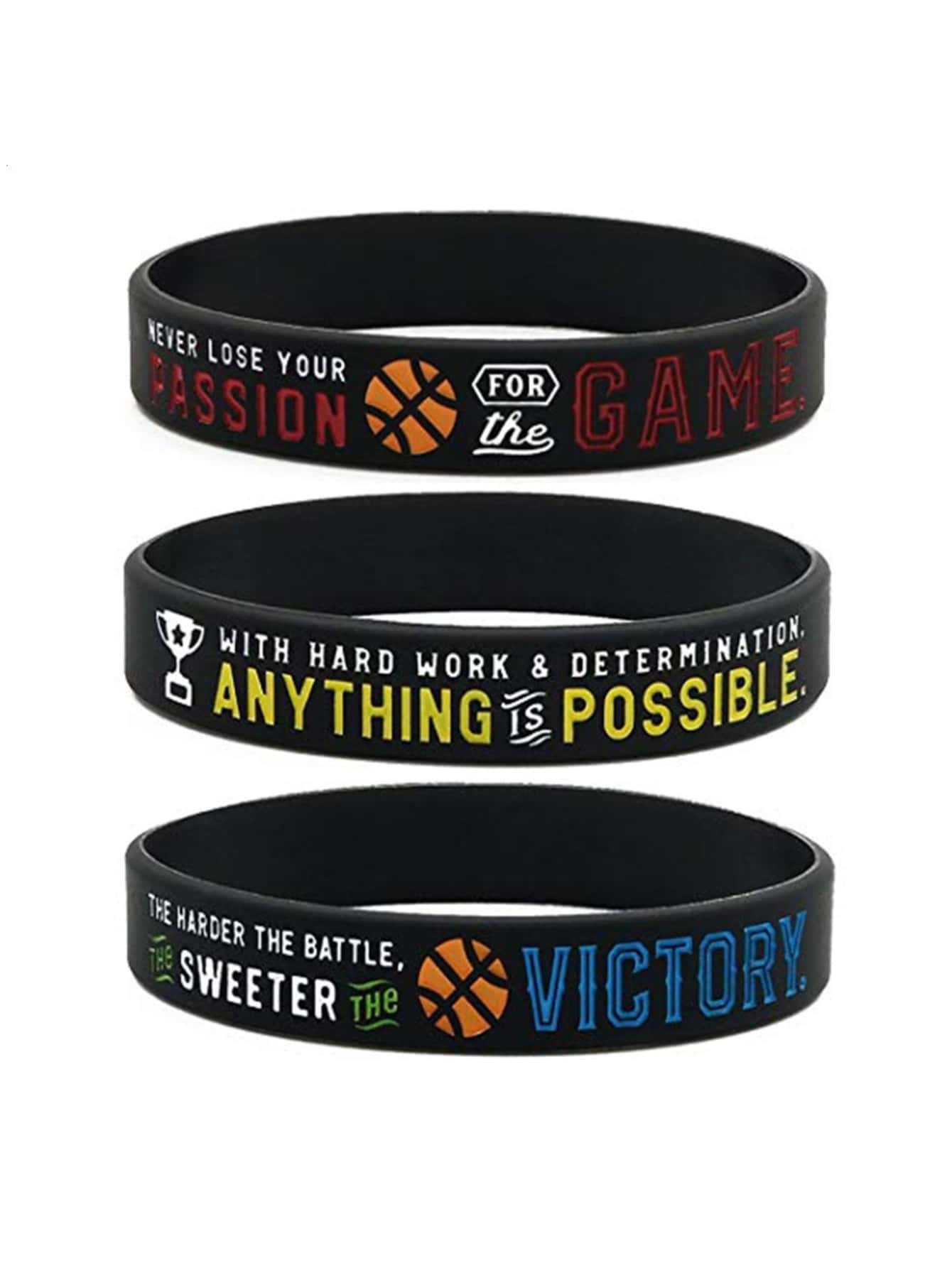 1 pièce/3 pièces Bracelet en silicone Victoire au basketball Rien n'est impossible