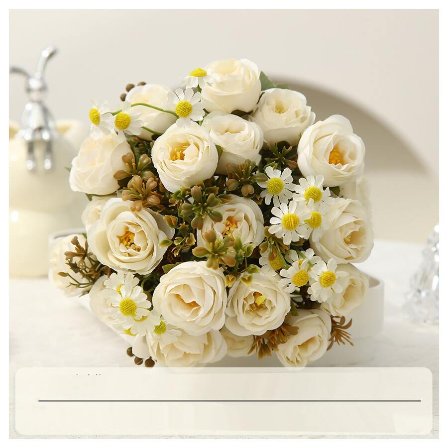 1 pezzo profumo di rose artificiali, composizione di fiori di seta con eucalipto per matrimoni, decorazione per casa, ufficio, il miglior regalo per decorazione di matrimoni, decorazione domestica, decorazione della stanza