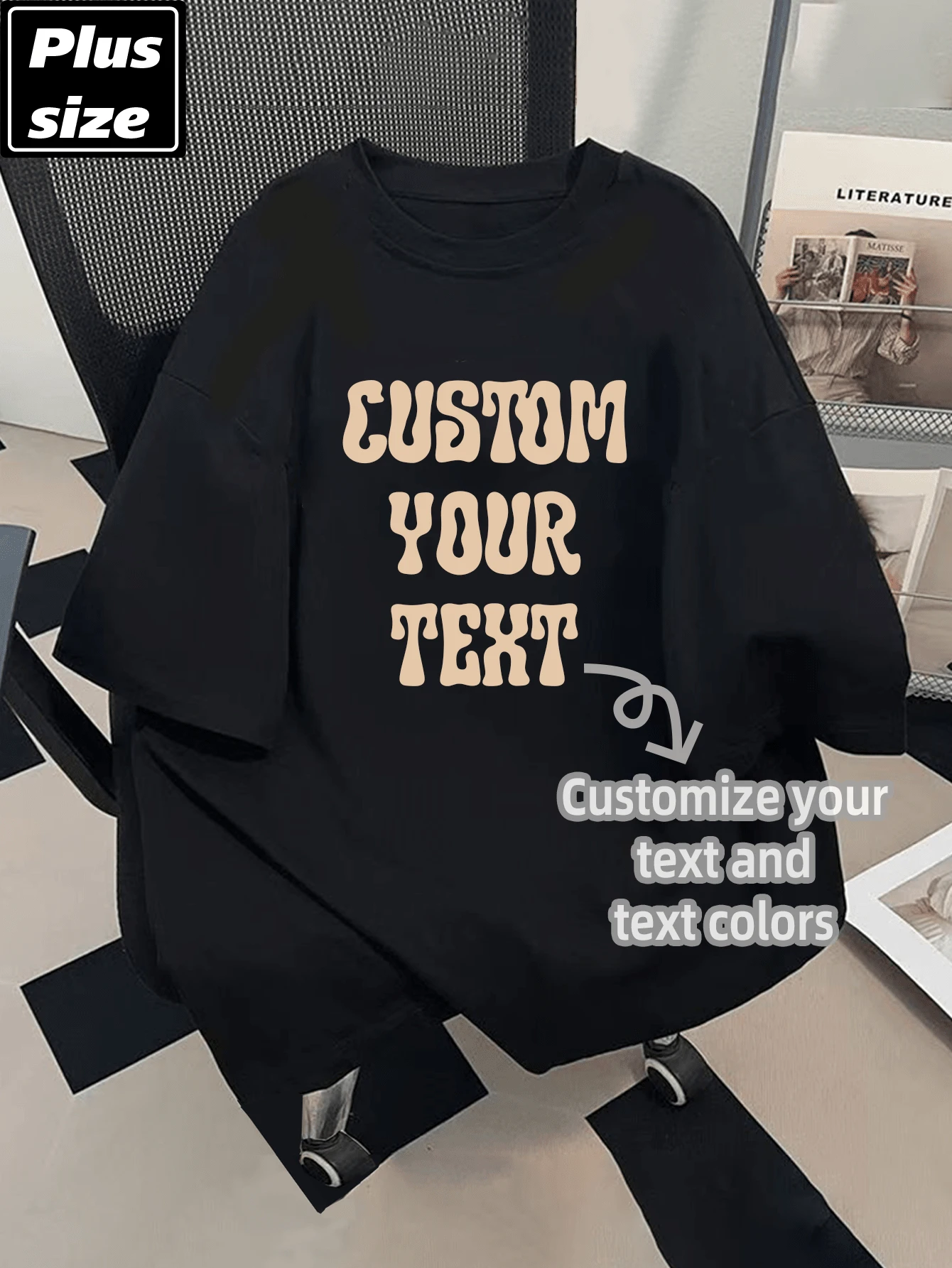 Customized Personalized Text Men's Plus Size T-Shirt, Customized Text/Birthday Wishes/Message, Suitable For Birthday/Father's Day/Valentine's Day, Team Uniforms & Outdoor Wear, Custom Graphic & Photo Crew Neck Loose Fit Plus Size Men's Tee, Holiday & Birthday Gift, Plus Size Men's Tee, Custom T-Shirt Graphics, Summer Men's Plus Size Top