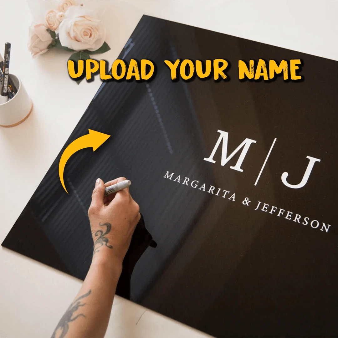 1pc Custom Name Wedding Guest Book Alternative Personalized Acrylic Plaque Guestbook, Wedding Reception Decor Signage For Wedding