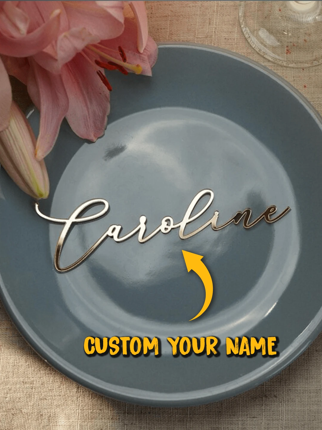 2pcs Custom Metal Name Place Card, Elegant Event Table Setting, Wedding, Party, Personalized Table Decor, Durable Metal Place Card Holder, Gift For Host, Bridal Shower