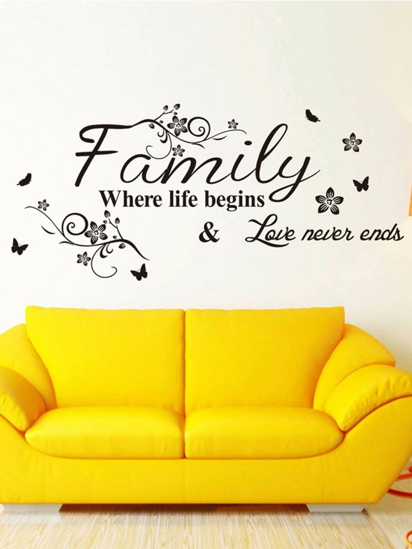 Sticker mural avec slogan et impression de fleur, sticker mural adhésif noir amovible pour la décoration de la maison, stickers, décalcomanie murale, décalcomanie vinyle pour la décoration de la maison, articles de décoration de printemps pour rafraîchir votre maison, autocollants de décoration de fête, cadeaux de décoration d'anniversaire et de remise des diplômes