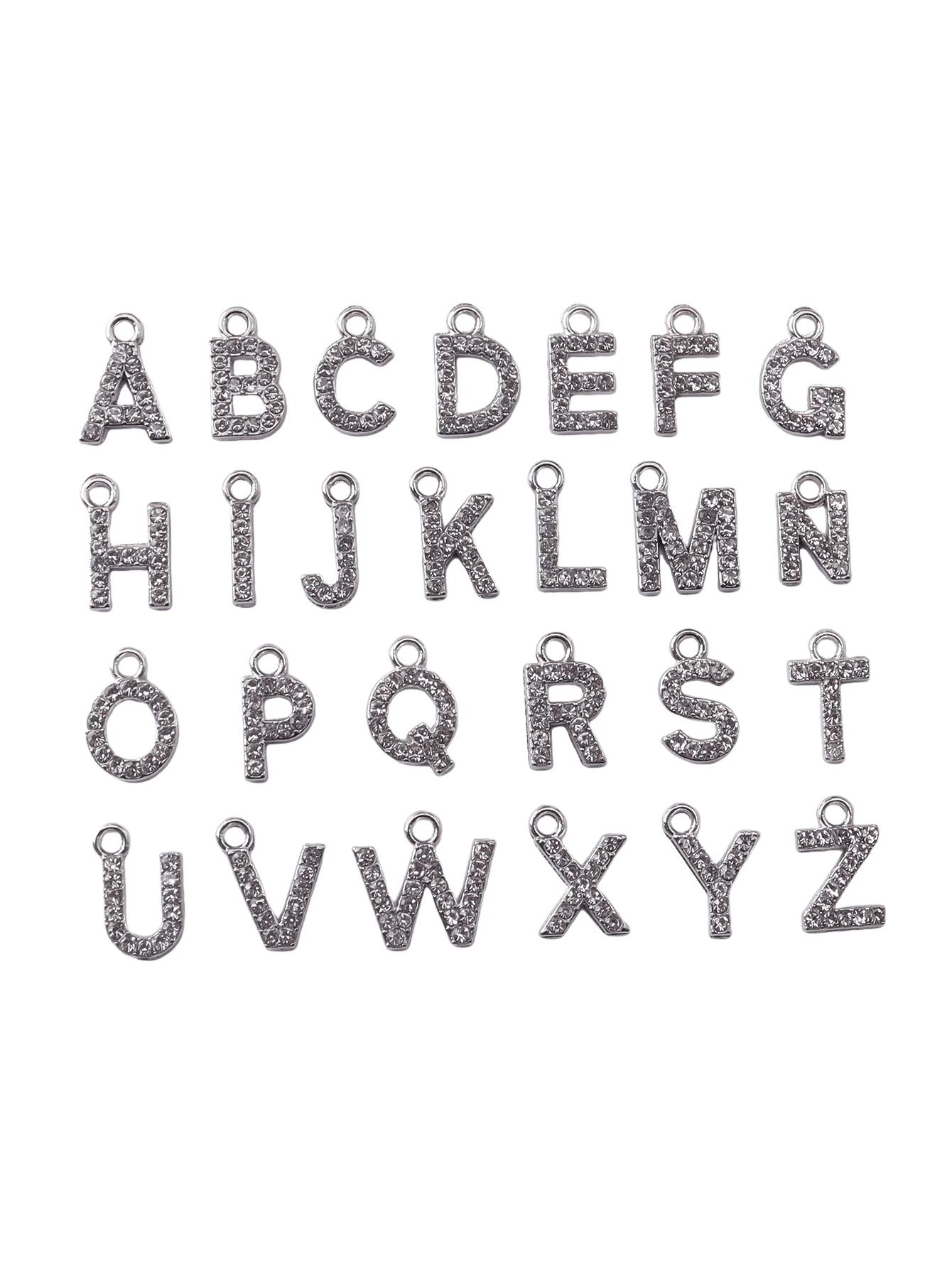 26pcs/Set A-Z Initial Crystal Alloy Charms Pendants For DIY Jewelry Making, Women Earrings, Necklaces, Craft Accessories
