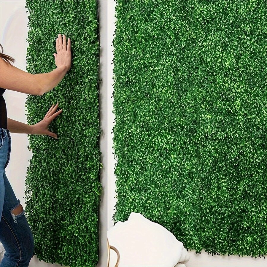4 Pcs Artificial Milan Lawn Tiles, Artificial Boxwood Fence Panels, Artificial Grass Decor, All-In-One Decor For Indoor Home, Outdoor Parks, Gardens & Villas, Indoor Outdoor Decor, Home Decor, Room Decoration Stuff, Bedroom Decor, Garden Decor, Garden Accessories, Wedding Decor, Wall Decor And Summer Items,Fake Plants