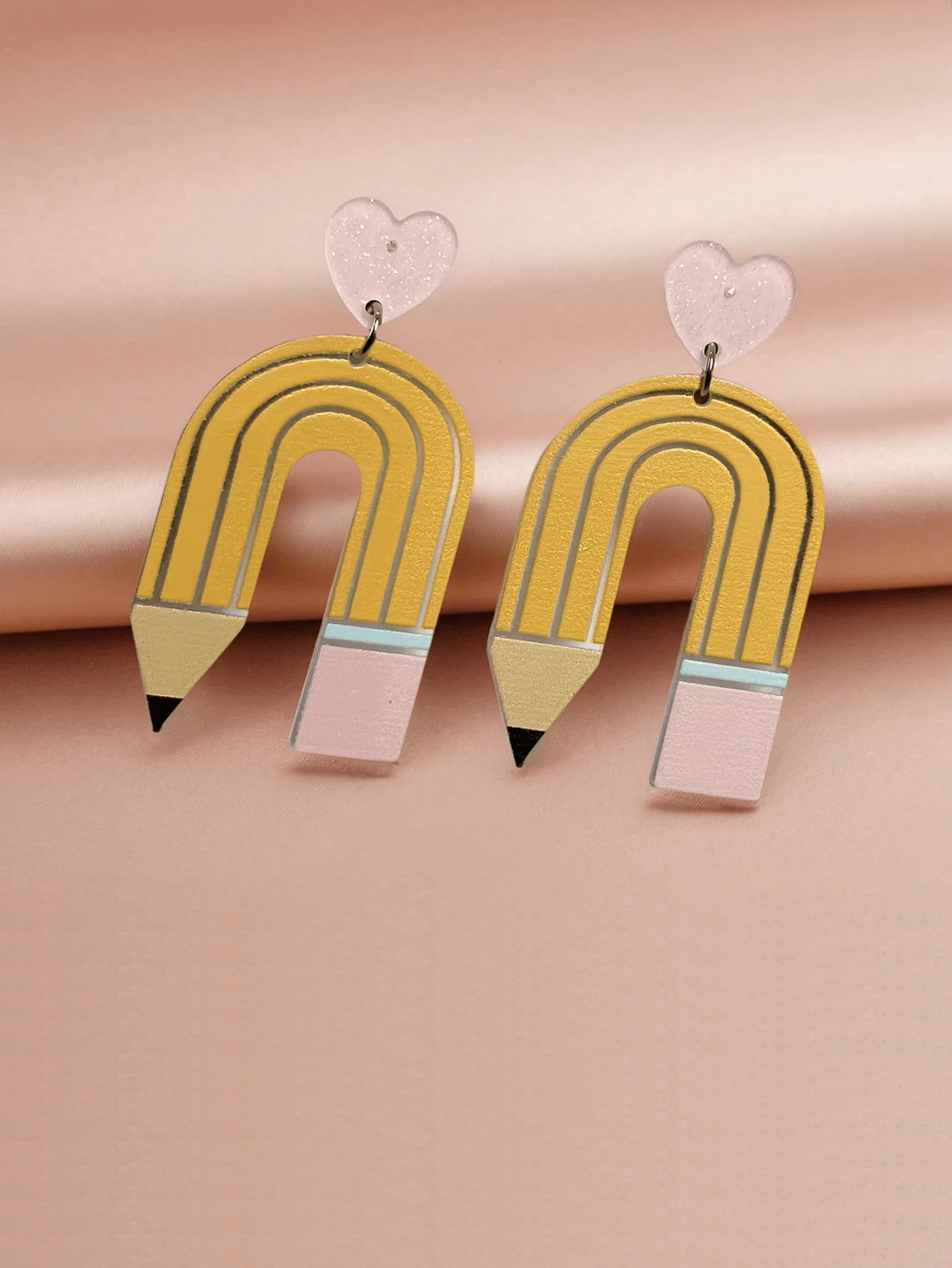 1 par de aretes con colgante en forma de lápiz de colores, excelentes para regalos de maestros, diseño de borlas de madera coloridas, perfectos para fiestas, regreso a clases, Día del Maestro